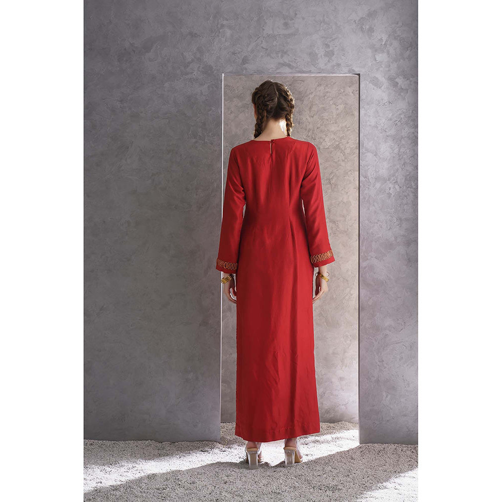 THE SILK LOVE Red Kurta With Pant And Dupatta
