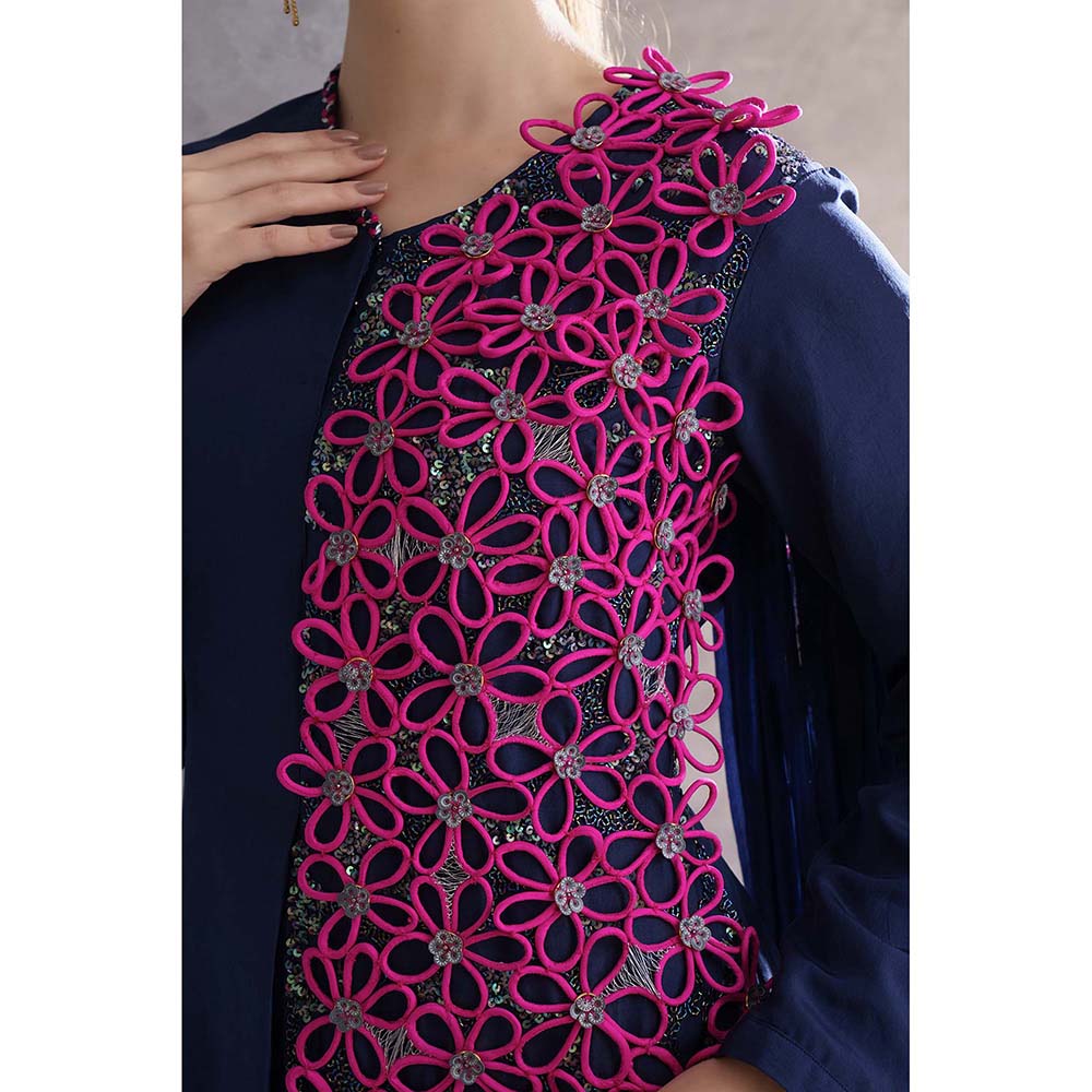 THE SILK LOVE Blue Royal Flower Kurta With Pant