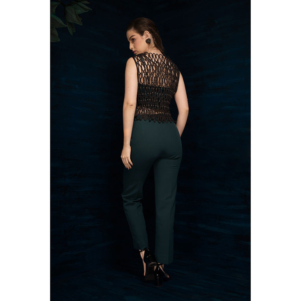 THE SILK LOVE Luxurious Cord Waves Ash Black Viscose Silk Elegance Top