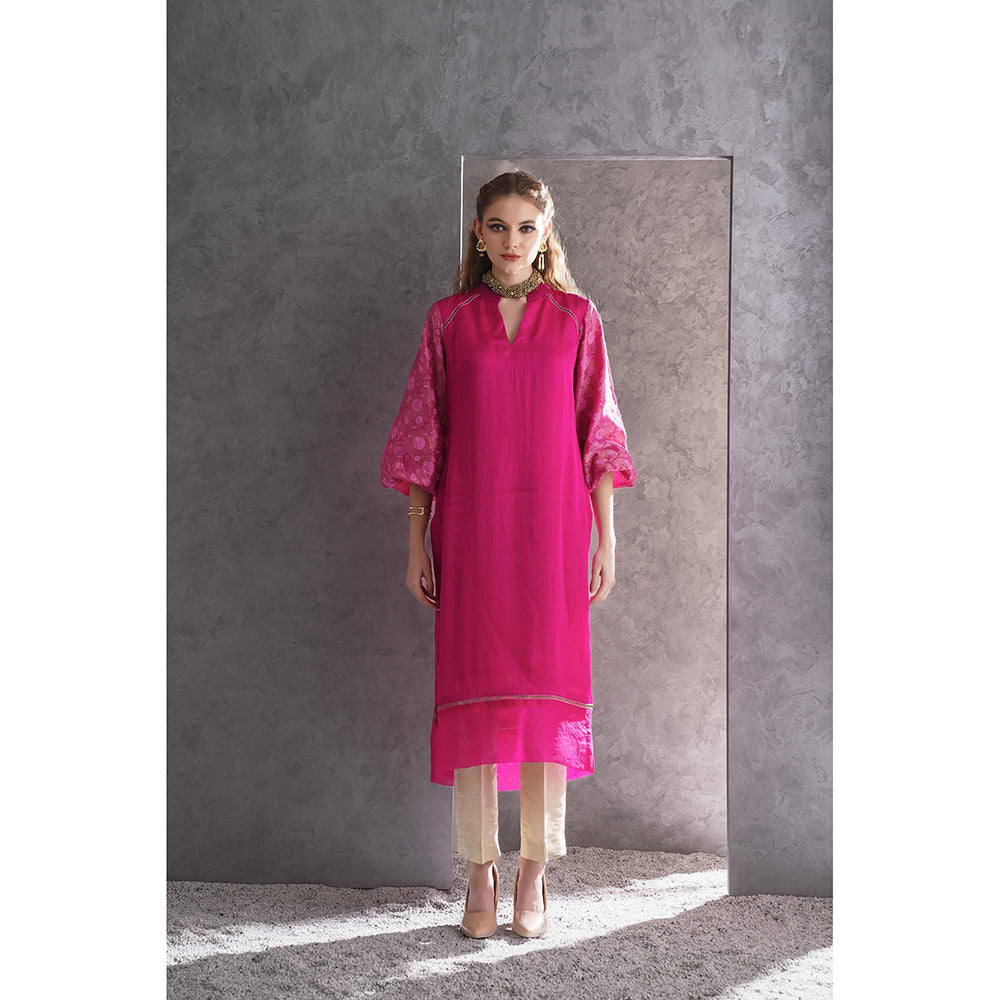 THE SILK LOVE Pink Exquisite Bloom Blush Kurta With Pant