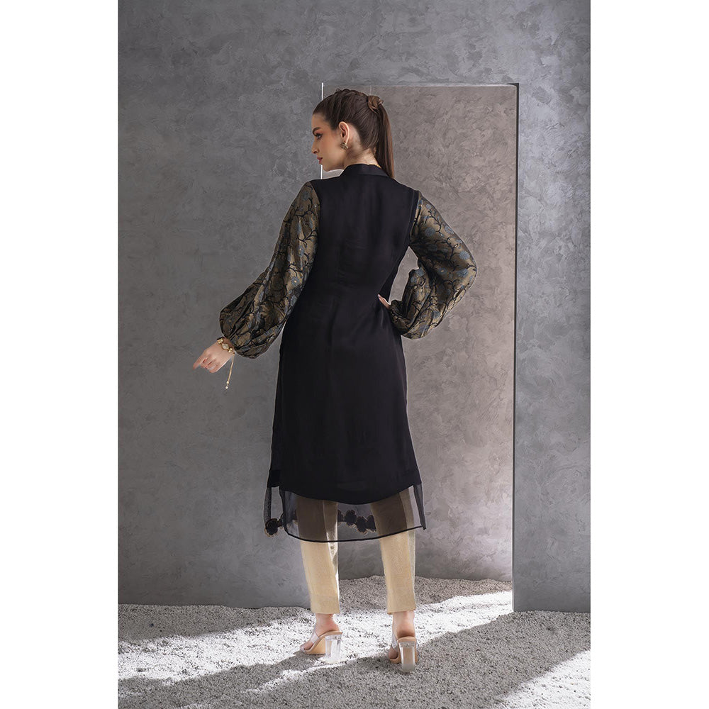 THE SILK LOVE Marvelous Bloom Black Kurta With Pant