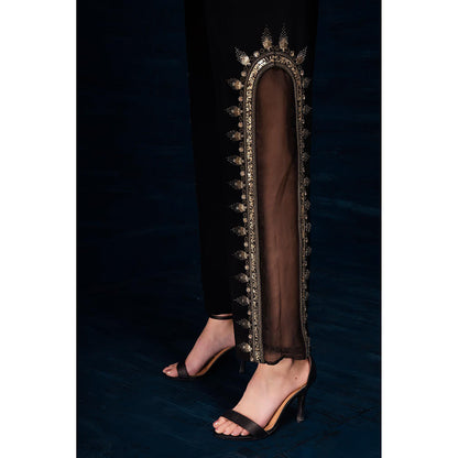 THE SILK LOVE Statement Lotus Pant In Ash Black Fluidic