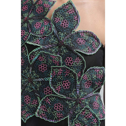 THE SILK LOVE Embroidered Jumpsuit Kohl Black