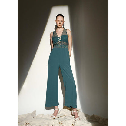 THE SILK LOVE Forest Green Evara Jumpsuit