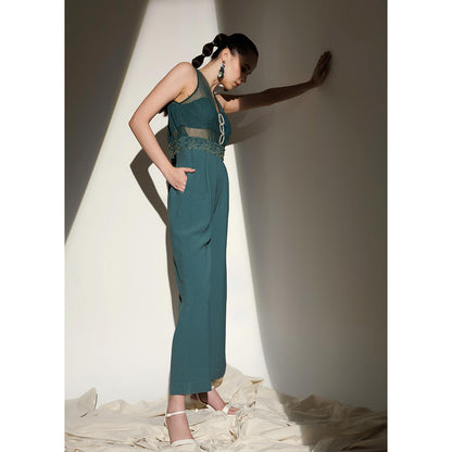 THE SILK LOVE Forest Green Evara Jumpsuit