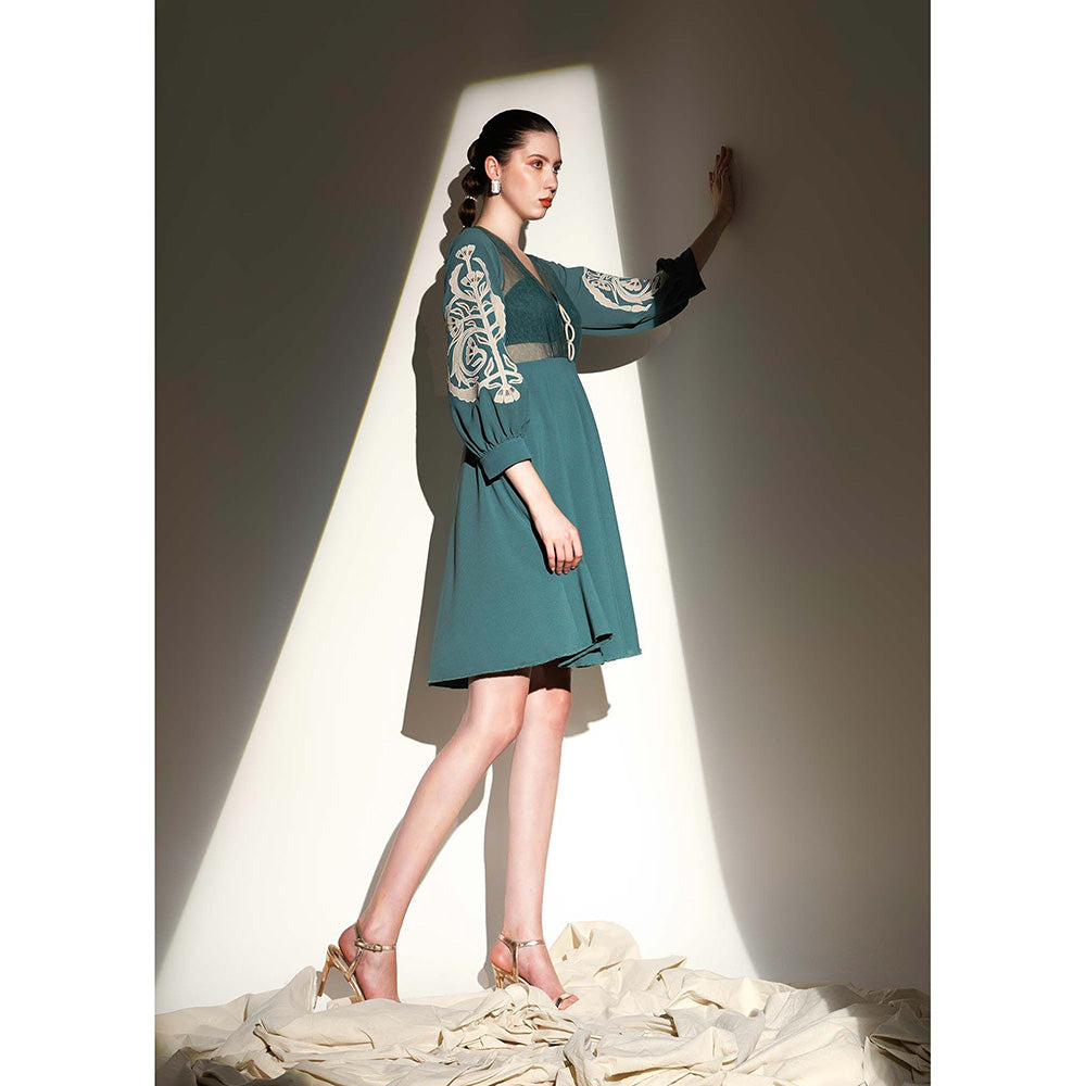 THE SILK LOVE Forest Teal Romania Dress