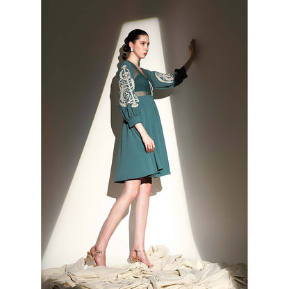 THE SILK LOVE Forest Teal Romania Dress