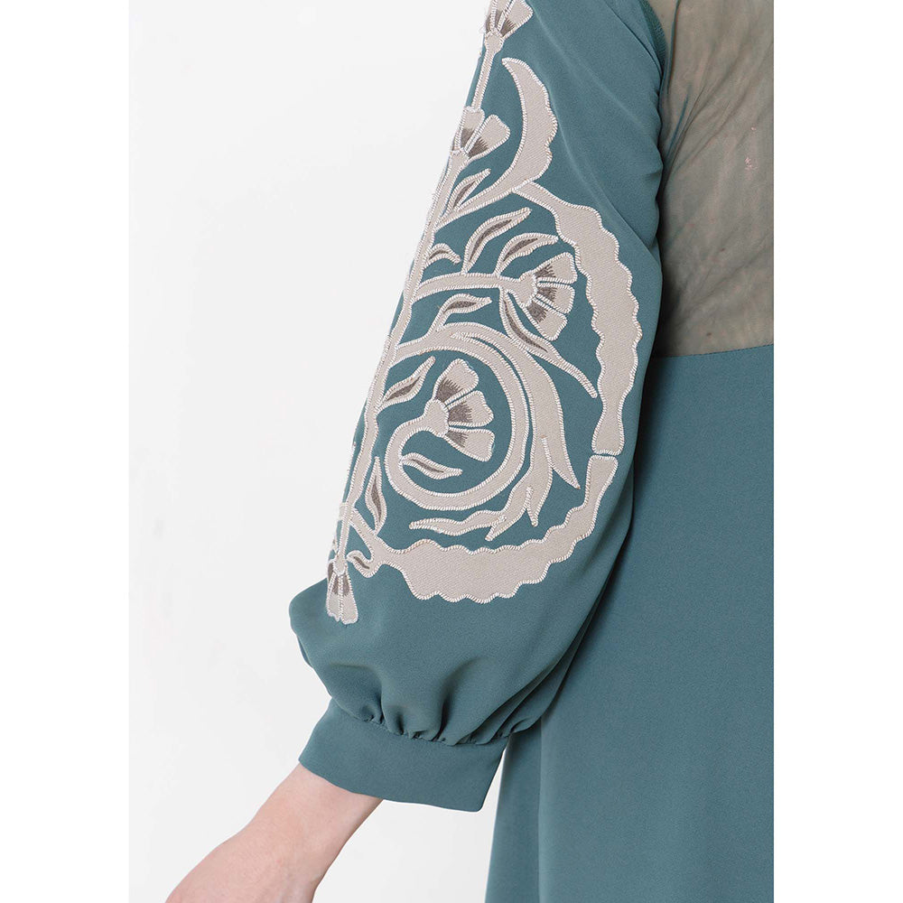 THE SILK LOVE Forest Teal Romania Dress