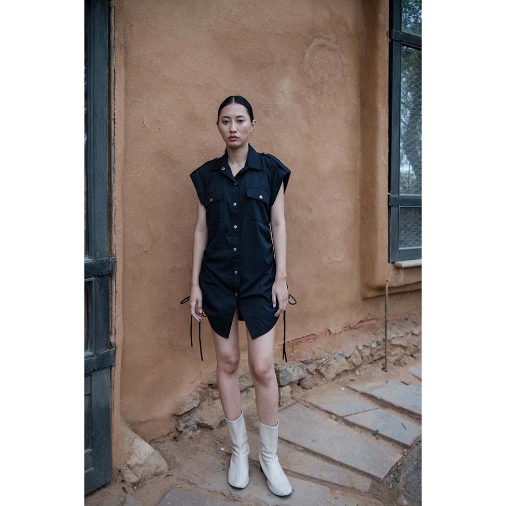 The Terra tribe Black Sunrise Gather Dress