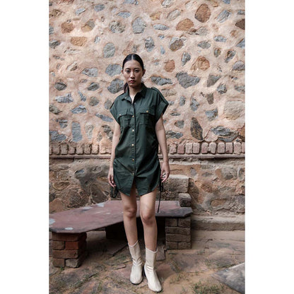 The Terra tribe Olive Sunrise Gather Dress
