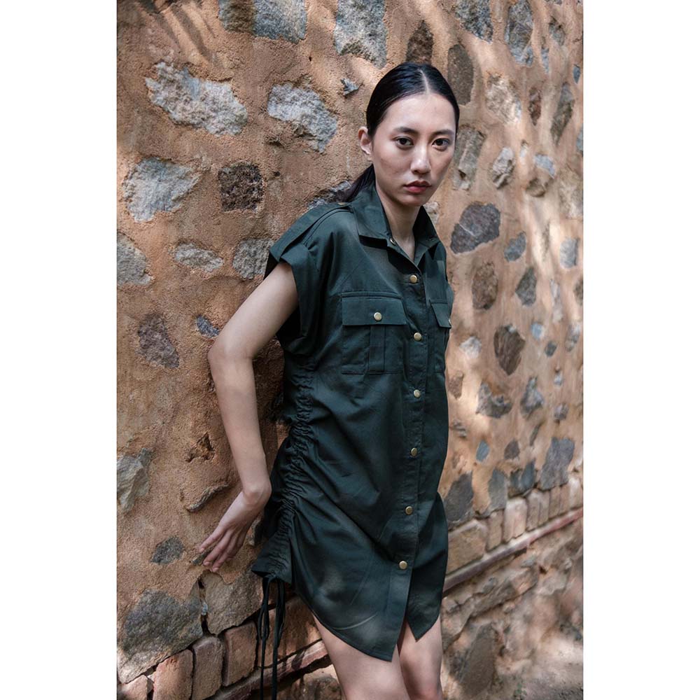 The Terra tribe Olive Sunrise Gather Dress