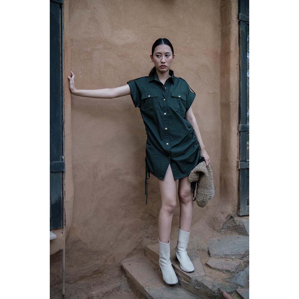 The Terra tribe Olive Sunrise Gather Dress