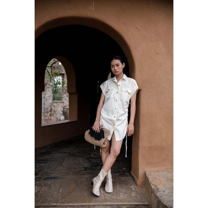 The Terra tribe Off White Sunrise Gather Dress