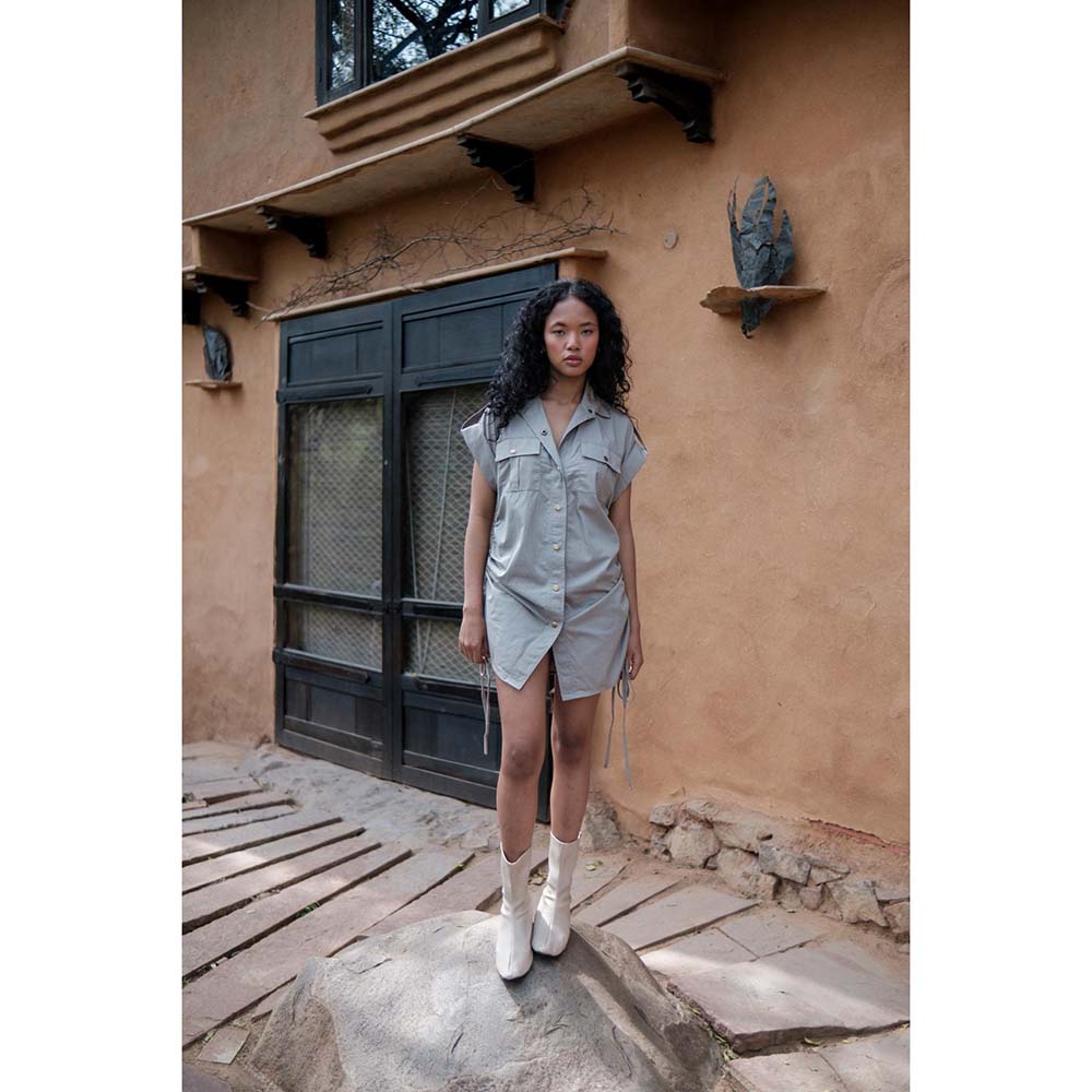 The Terra tribe Grey Sunrise Gather Dress