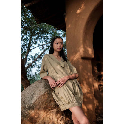 The Terra tribe Khaki Sydney Shift Dress
