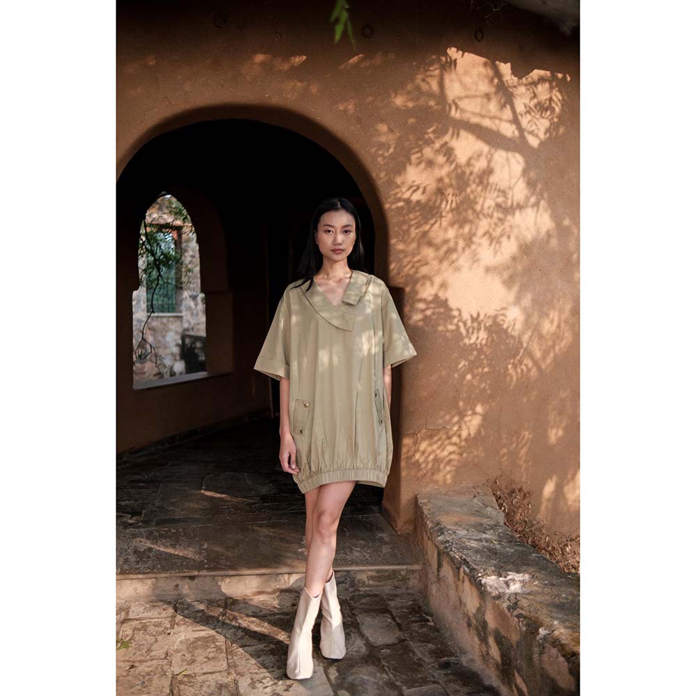 The Terra tribe Khaki Sydney Shift Dress