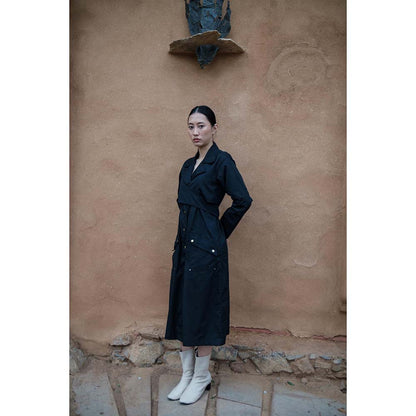 The Terra tribe Black Harajuku Trench Coat Dress