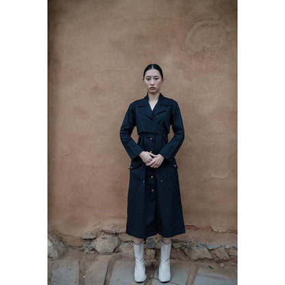 The Terra tribe Black Harajuku Trench Coat Dress