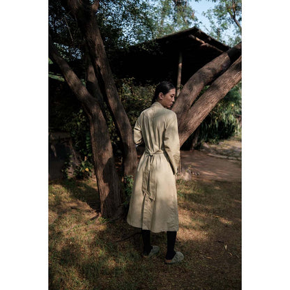 The Terra tribe Khaki Harajuku Trench Coat Dress
