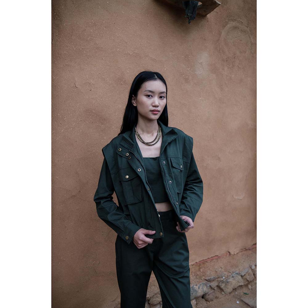 The Terra tribe Olive Sheldon Cropped Jacket