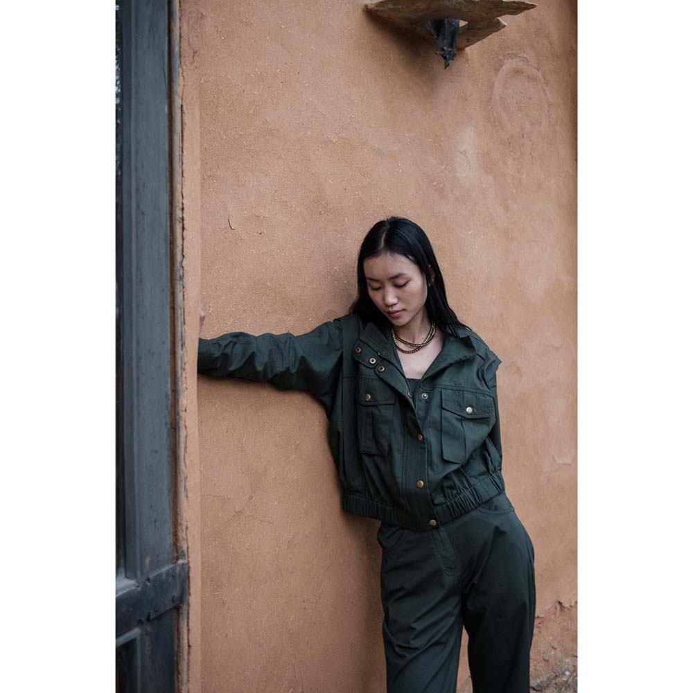 The Terra tribe Olive Sheldon Cropped Jacket