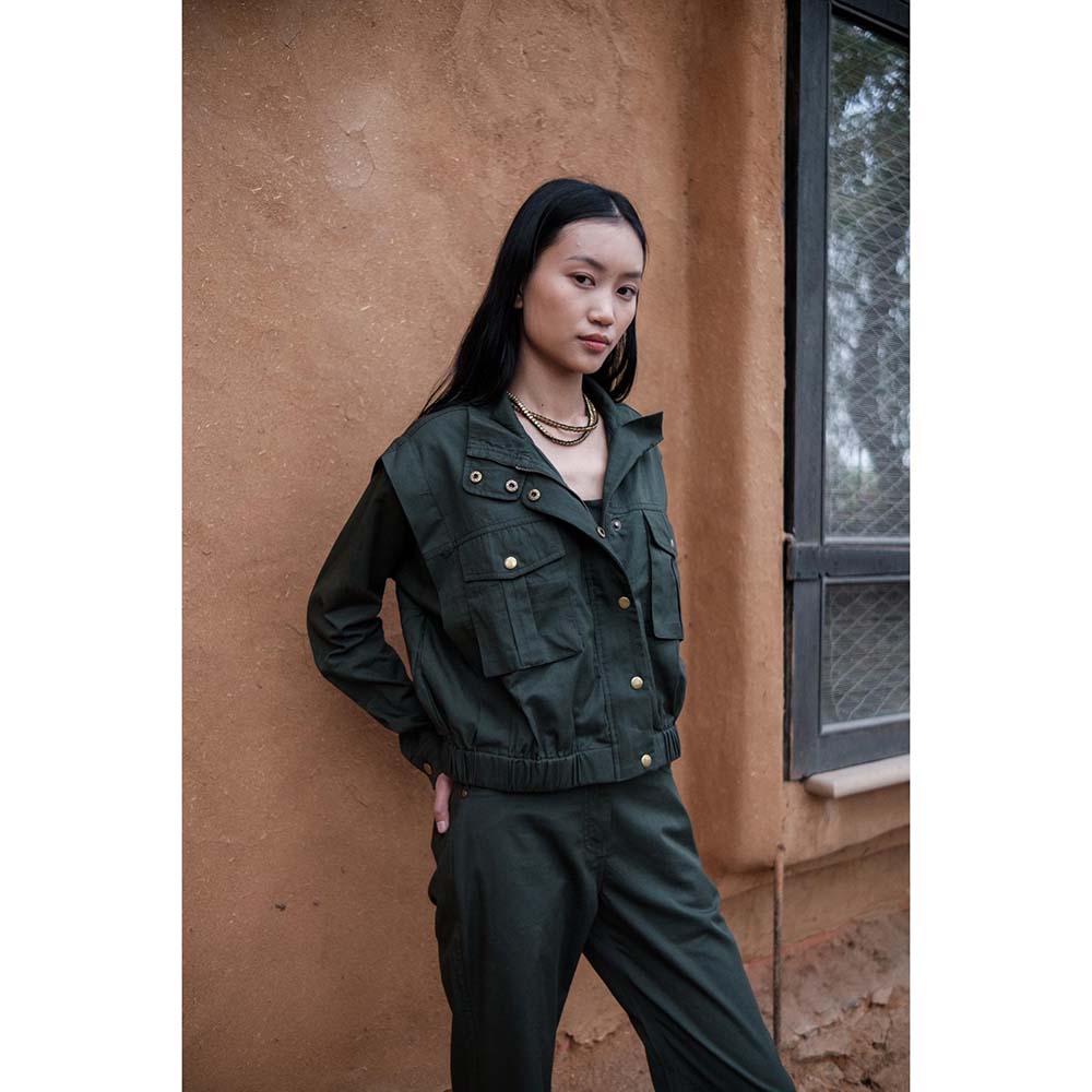 The Terra tribe Olive Sheldon Cropped Jacket
