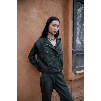 The Terra tribe Olive Sheldon Cropped Jacket