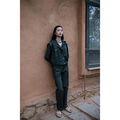 The Terra tribe Olive Sheldon Cropped Jacket