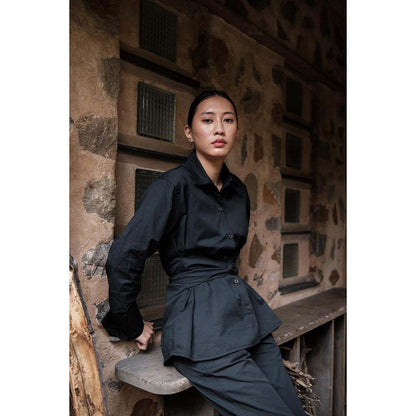 The Terra tribe Black Nara Front Knot Shirt