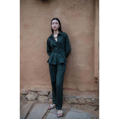 The Terra tribe Olive Nara Front Knot Shirt