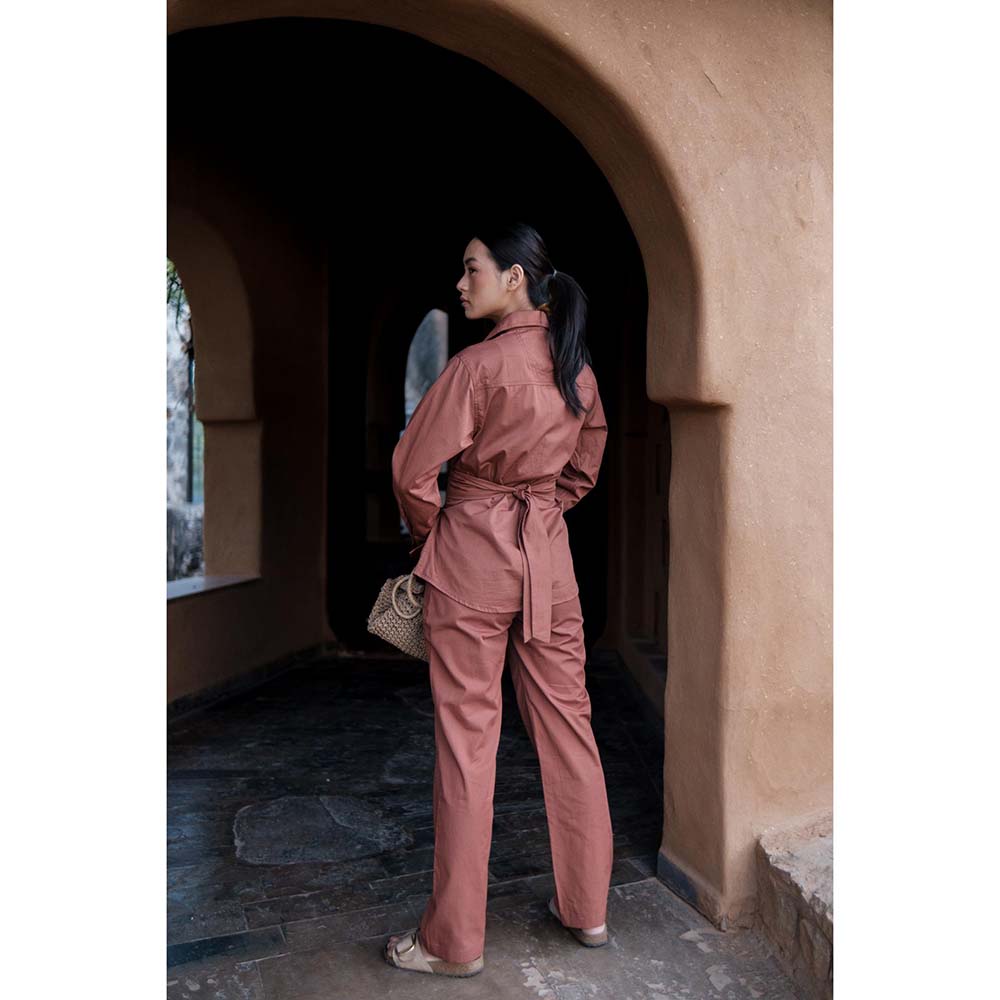The Terra tribe Brown Nara Front Knot Shirt