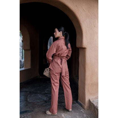 The Terra tribe Brown Nara Front Knot Shirt