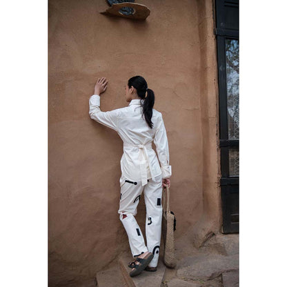 The Terra tribe Off White Nara Front Knot Shirt