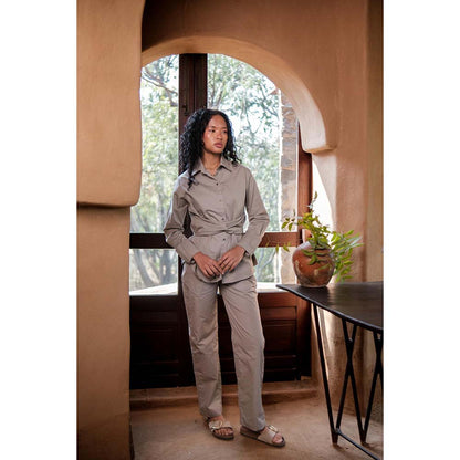 The Terra tribe Grey Nara Front Knot Shirt