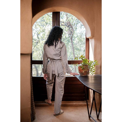 The Terra tribe Grey Nara Front Knot Shirt