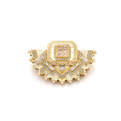 Aulerth White & Yellow Amelia Brooch by JJ Valaya