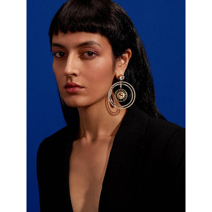 Aulerth White & Black Numisma Annular Hoops Earrings by Shivan & Narresh