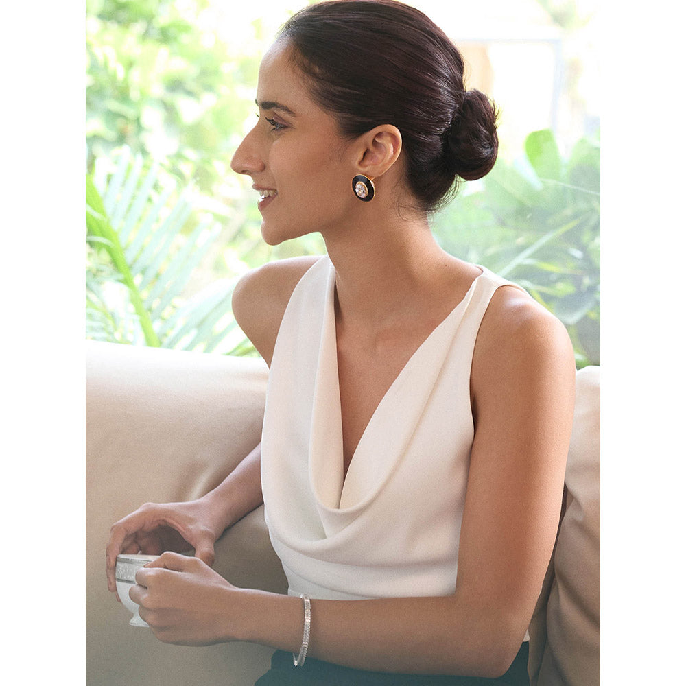 Aulerth White & Black Numisma Nyx Studs by Shivan & Narresh