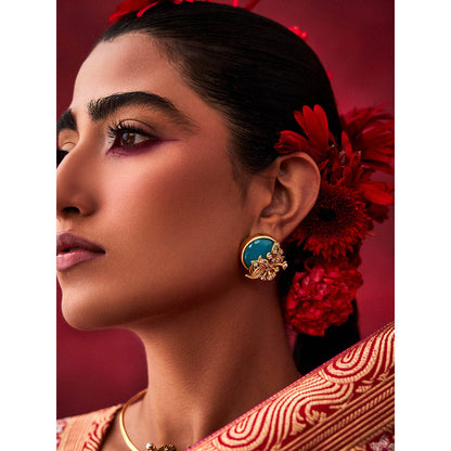 Aulerth Turquoise Odeta Statement Studs by Ekaya banaras
