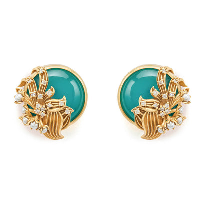 Aulerth Turquoise Odeta Statement Studs by Ekaya banaras