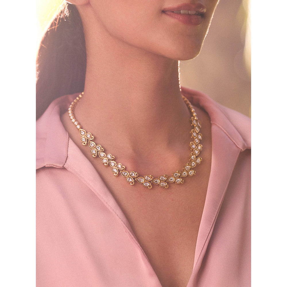 Aulerth White & Gold Gulmohar Luminous Necklace by Tribe Amrapali
