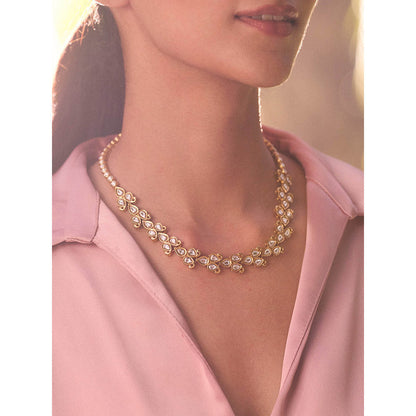 Aulerth White & Gold Gulmohar Luminous Necklace by Tribe Amrapali