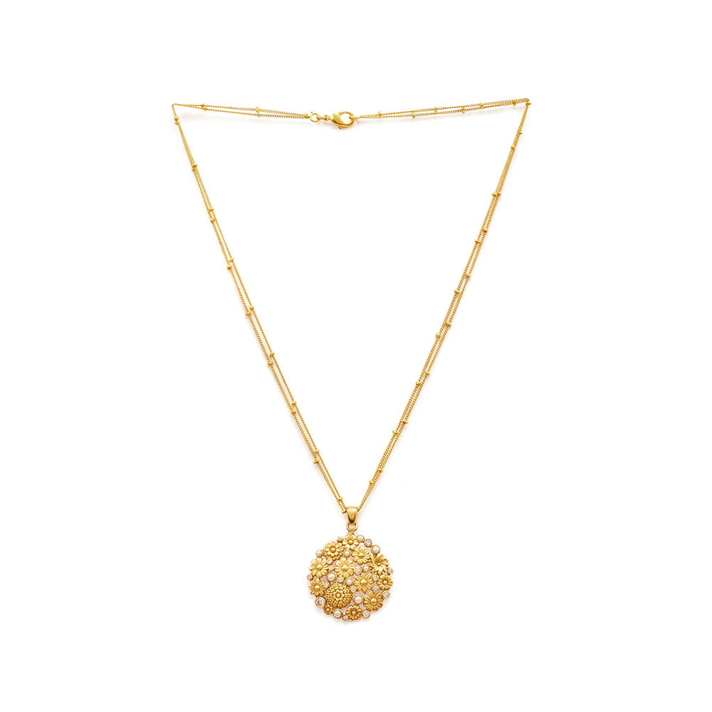 Aulerth White & Gold Opaline Pendant by Ekaya banaras