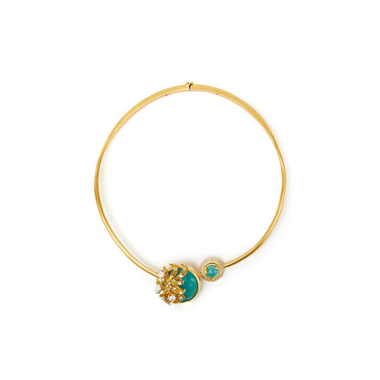 Aulerth Turquoise & White Odeta Hasli Choker Necklace by Ekaya banaras