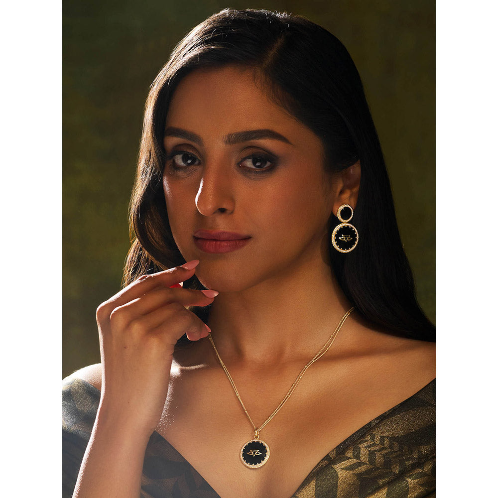 Aulerth White & Gold Chevron Petite Pendant by JJ Valaya