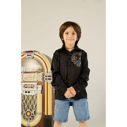 Tilsim by Sagarika Mehrotra Black Gilded Lion Shirt