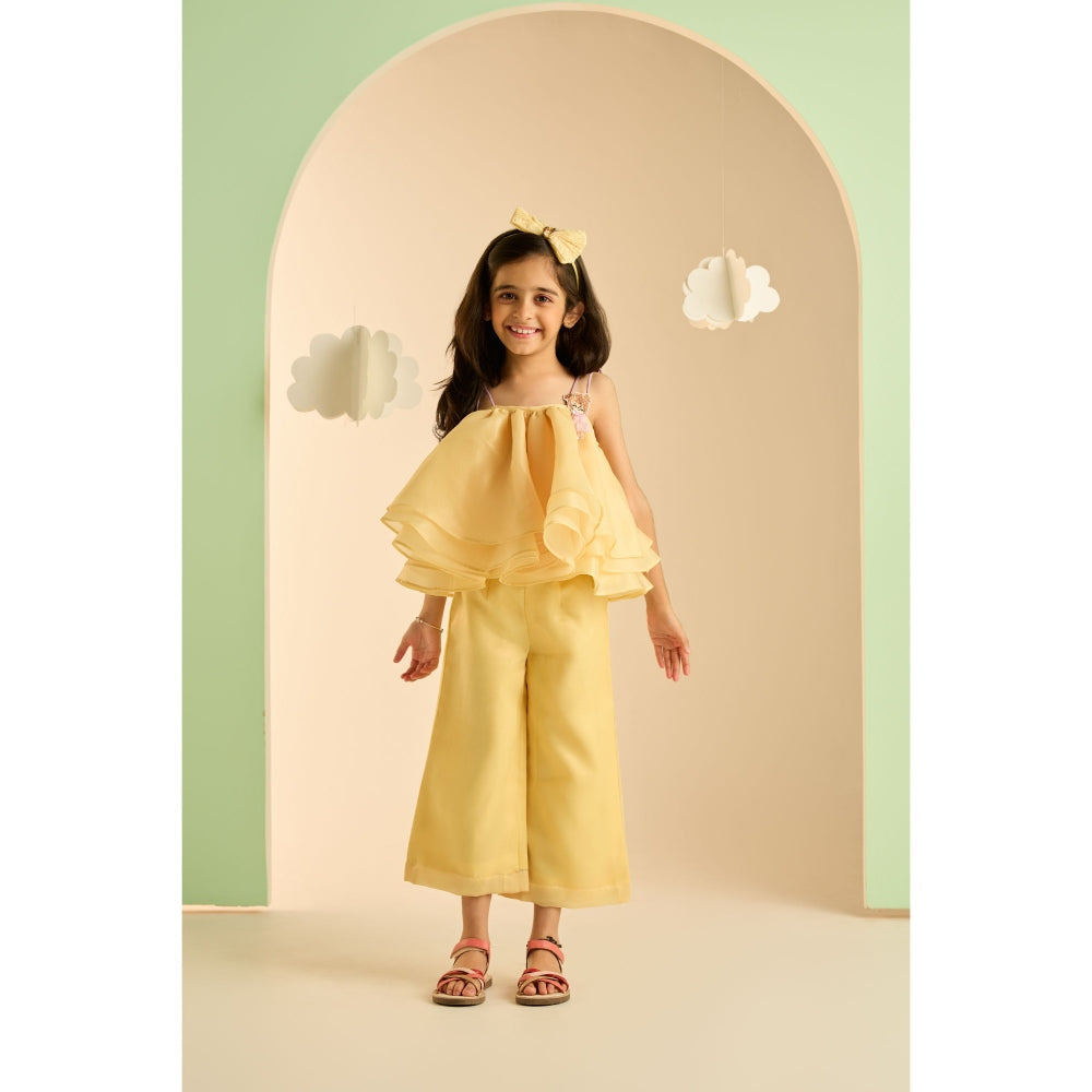 Tilsim by Sagarika Mehrotra Girls Buttercup Co-Ord Yellow (Set of 2)
