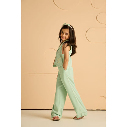 Tilsim by Sagarika Mehrotra Girls Woodland Hare Co-Ord Green (Set of 2)