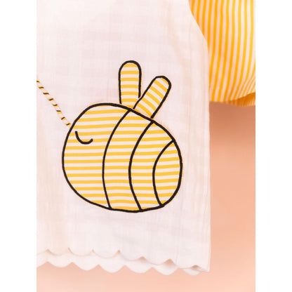 Tilsim by Sagarika Mehrotra Buzz Baby White and Yellow Top and Shorts Set