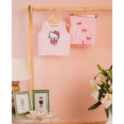 Tilsim by Sagarika Mehrotra Pink Hello Kitty Top & Shorts
